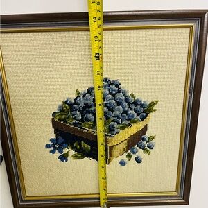 Vintage framed blueberry needlepoint